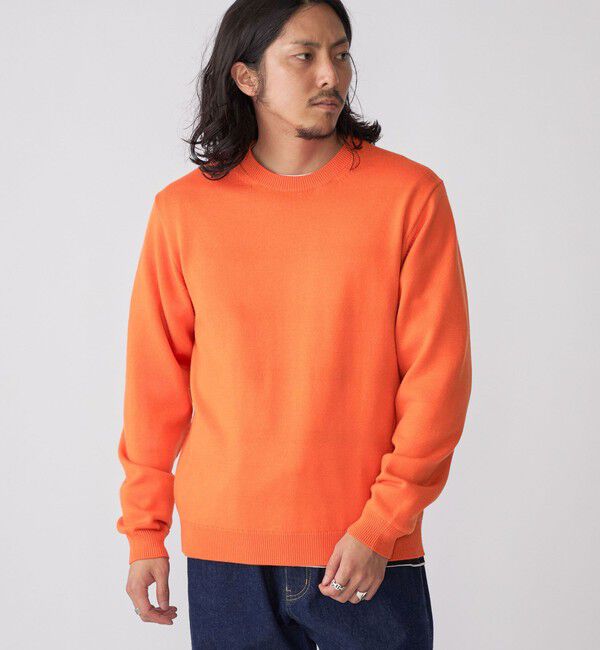SHIPS「SHIPS:〈手洗い可能〉メリノウール TEXBRID(R) クルーネック ニット」|ニット・セーター|オレンジ