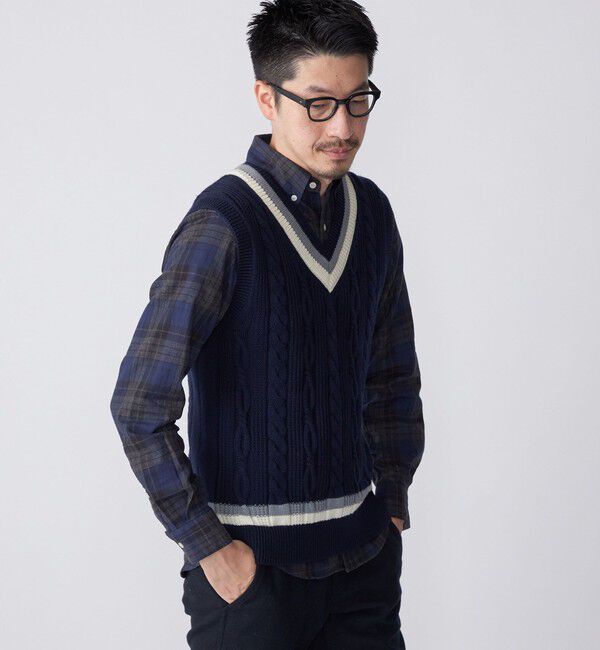 SHIPS「SHIPS: 奥山メリヤス チルデン ニット ベスト」|ベスト・ジレ|