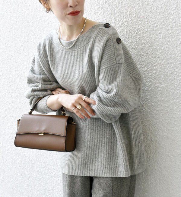 SHIPS any「SHIPS any: AQUA カシミヤ ミックス ボートネック ニット プルオーバー」|ニット・セーター|