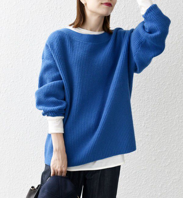 SHIPS any「SHIPS any: AQUA カシミヤ ミックス ボートネック ニット プルオーバー」|ニット・セーター|