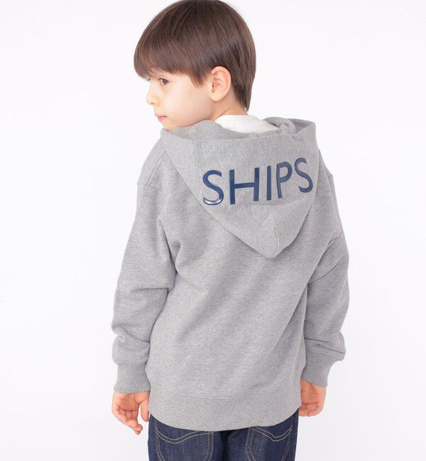 SHIPS KIDS「SHIPS KIDS:100～130cm / ロゴ フード ジップ パーカー」|パーカー|ヘザーグレー