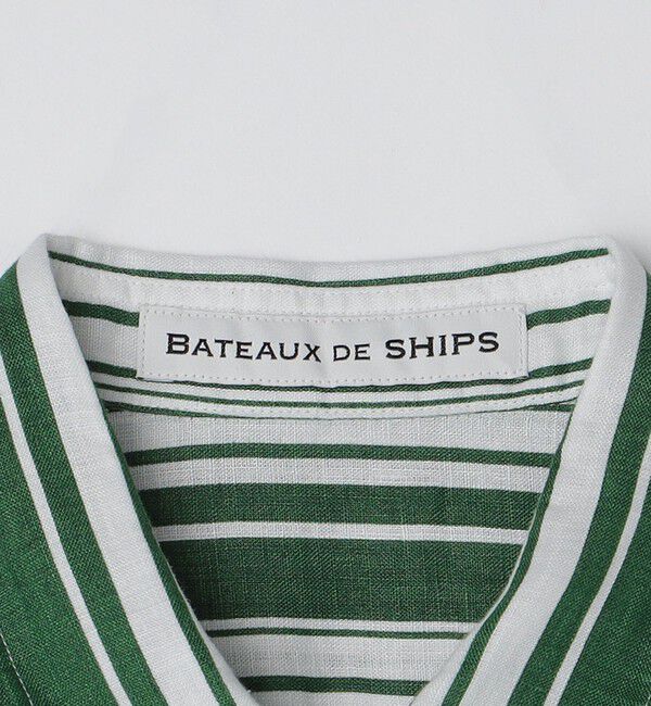 SHIPS「BATEAUX DE SHIPS: リネン ストライプ プリント レギュラーカラー 半袖シャツ」|シャツ・ブラウス|