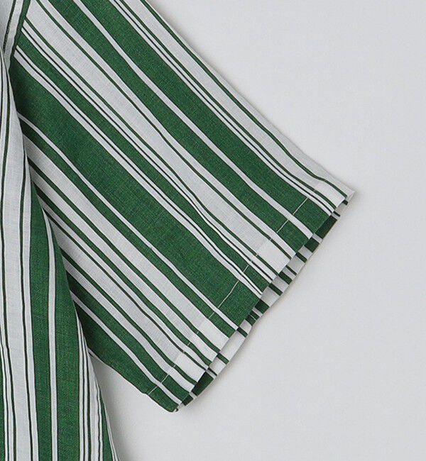 SHIPS「BATEAUX DE SHIPS: リネン ストライプ プリント レギュラーカラー 半袖シャツ」|シャツ・ブラウス|