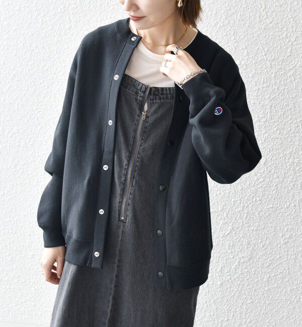 SHIPS any「【SHIPS any別注】Champion: リバースウィーブ(R) クルーネック カーディガン◇」|カーディガン|ブラック