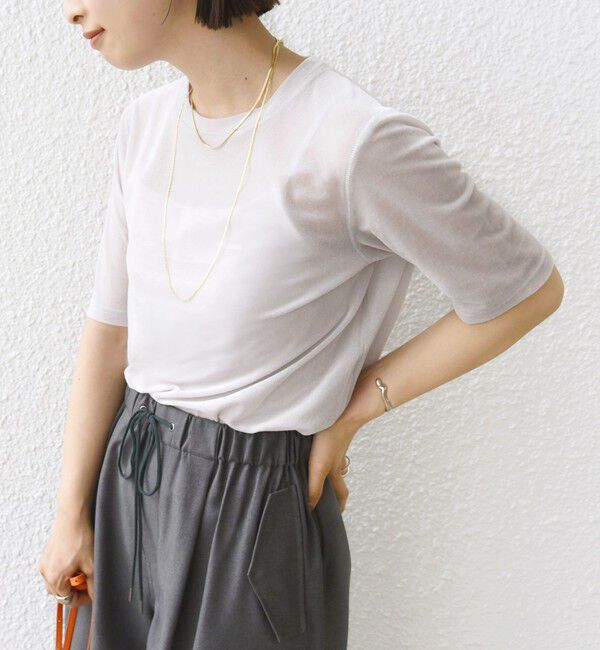 SHIPS for women「〈手洗い可能〉シアー ショートスリーブ プルオーバー」|Tシャツ・カットソー|