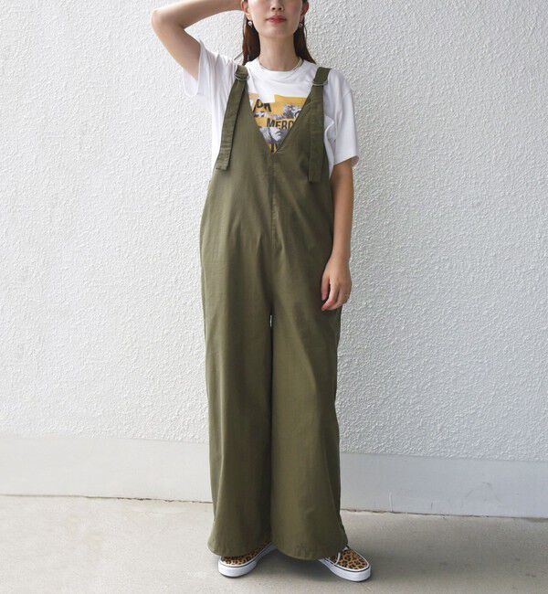 SHIPS for women「〈洗濯機可能〉ミリタリー 裾 ドロスト オールインワン」|オールインワン|オリーブ