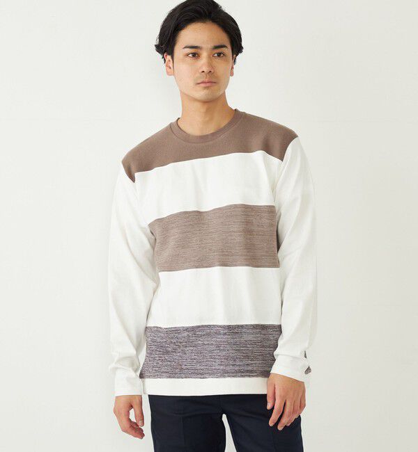 SHIPS Colors 「SHIPS Colors:〈手洗い可能〉切り替え ボーダー ロングスリーブ TEE」|Tシャツ・カットソー|