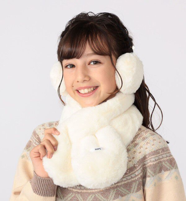 SHIPS KIDS「SHIPS KIDS:フェイクファー マフラー」|マフラー|オフホワイト