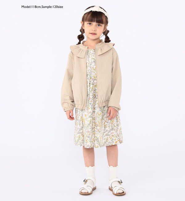 SHIPS KIDS「SHIPS KIDS:100～130cm /〈UVカット/洗濯機可能〉フリル パーカ」|ブルゾン・スタジャン|