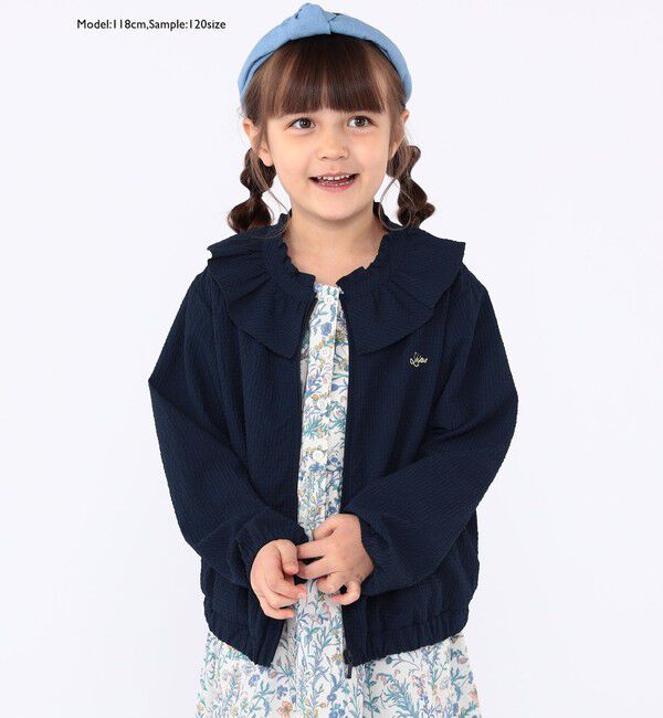 SHIPS KIDS「SHIPS KIDS:100～130cm /〈UVカット/洗濯機可能〉フリル パーカ」|ブルゾン・スタジャン|