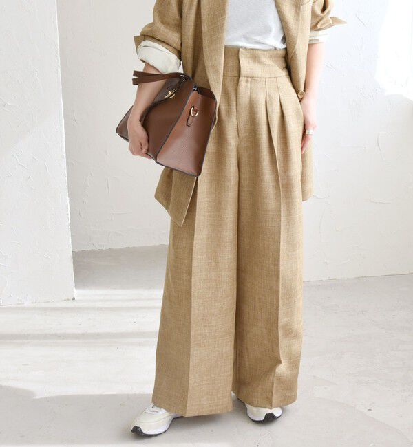 quaranciel「quaranciel: バスケット ハイウエスト ワイド パンツ」|その他|ベージュ