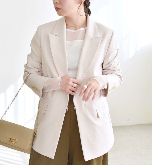 quaranciel「quaranciel: ボクシー テーラード ジャケット（セットアップ対応）」|テーラードジャケット|ベージュ