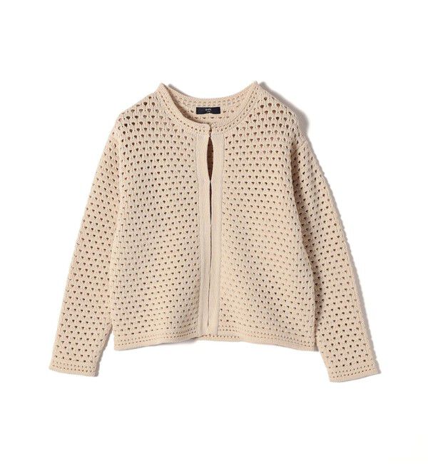 SHIPS Colors 「SHIPS Colors:〈手洗い可能〉柄編み ノーカラー ニット ジャケット」|カーディガン|