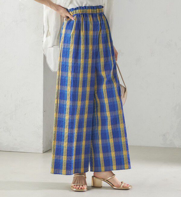 SHIPS for women「〈手洗い可能〉DEVEAUX マドラス チェック ギャザー パンツ」|その他|