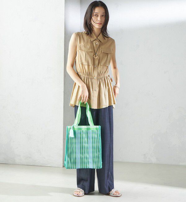 SHIPS for women「Arawali:メッシュ &times; ブロック プリント バッグ」|トートバッグ|