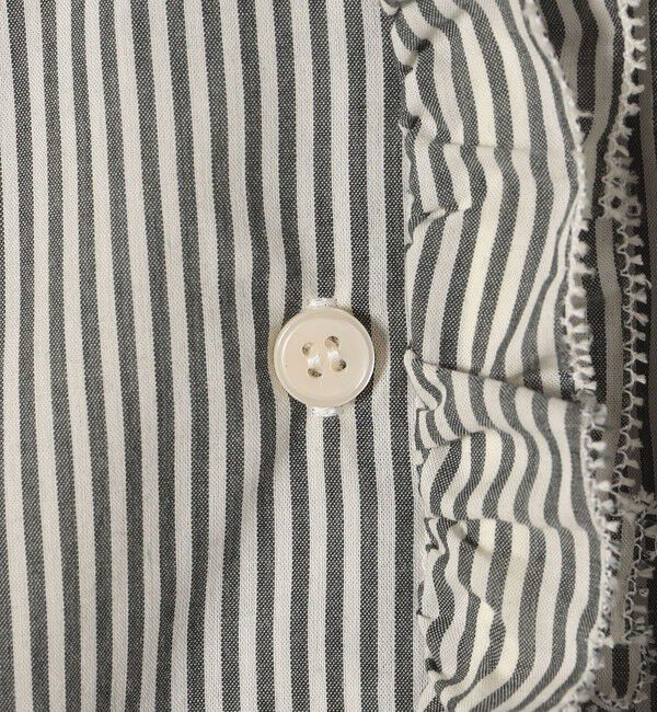 SHIPS any「SHIPS any:〈手洗い可能〉ストライプ フリル Vネック ハーフスリーブ ブラウス」|シャツ・ブラウス|