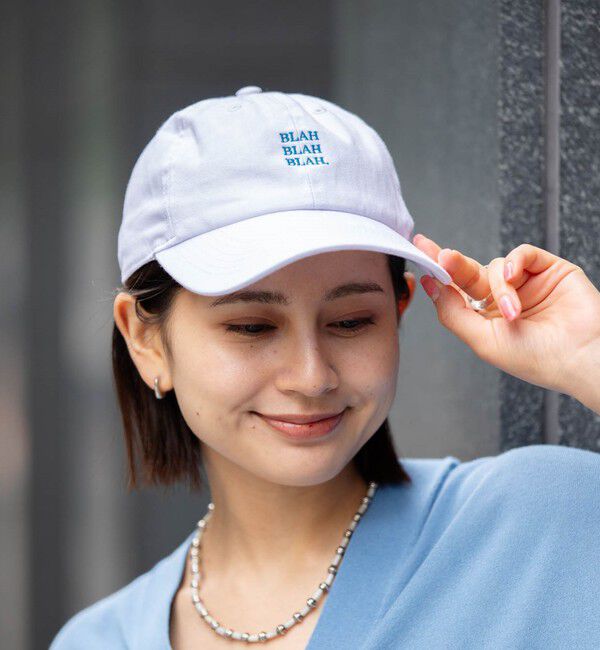 SHIPS any「【一部WEB限定】newhattan: BLAH BLAH BLAH. 刺繍 ベースボールキャップ◇」|キャップ・キャスケット|ホワイト