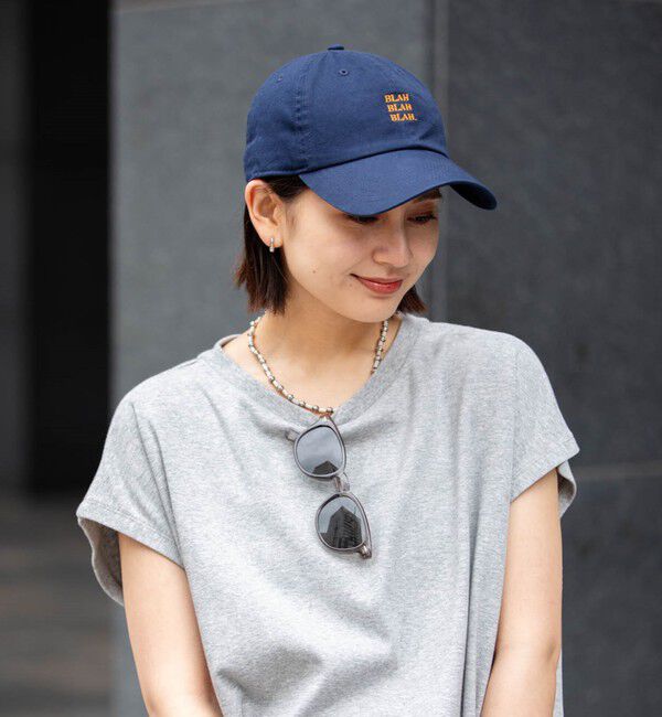 SHIPS any「【一部WEB限定】newhattan: BLAH BLAH BLAH. 刺繍 ベースボールキャップ◇」|キャップ・キャスケット|ネイビー