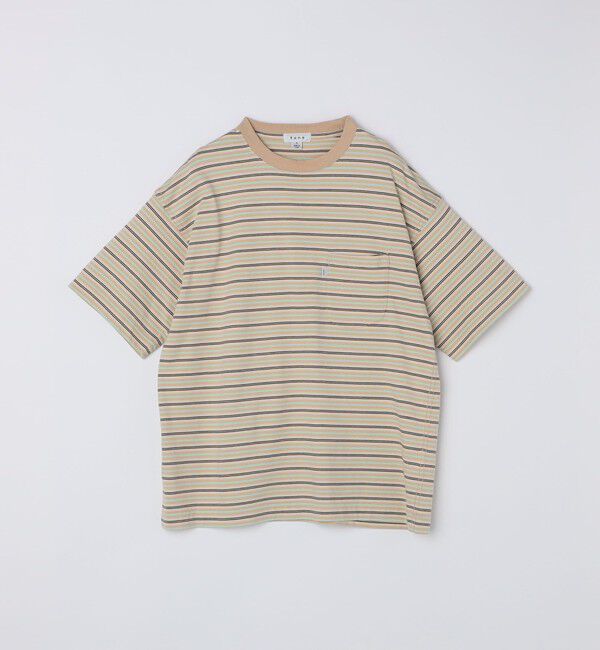 SHIPS「tone: DOUBLE STITCH SHORT SLEEVE T SHIRT STRIPE」|Tシャツ・カットソー|ベージュ