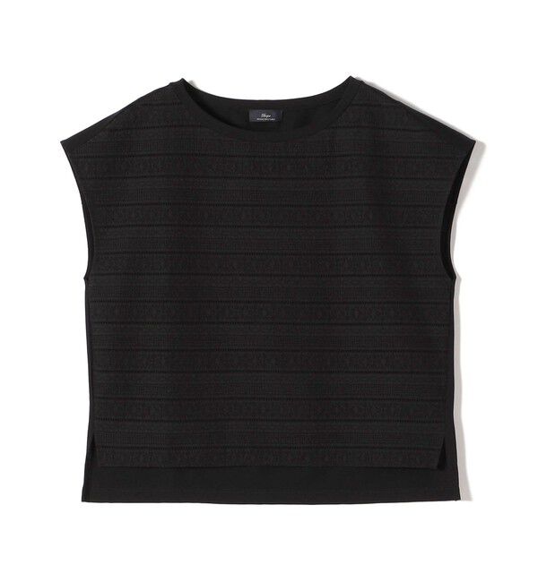 SHIPS for women「SHIPS Primary Navy Label:〈手洗い可能〉綿 ローン フラワー レース コンビ」|Tシャツ・カットソー|ブラック