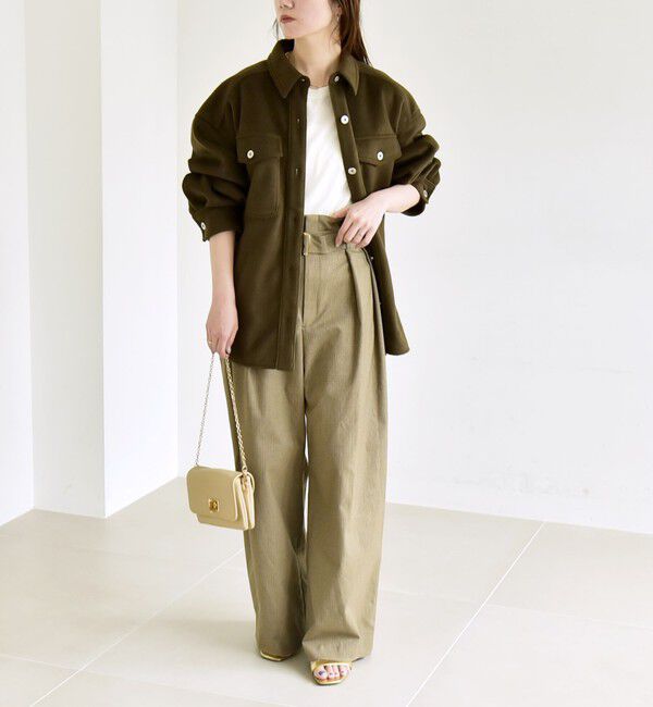 quaranciel「quaranciel: ジャージー メルトン パイピング CPO ビッグ シャツ ジャケット」|その他|