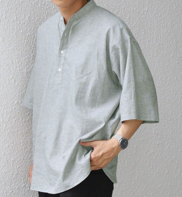 SHIPS any「SHIPS any: コットン/リネン バンド スキッパー ハーフスリーブ シャツ◇」|シャツ・ブラウス|