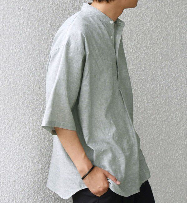 SHIPS any「SHIPS any: コットン/リネン バンド スキッパー ハーフスリーブ シャツ◇」|シャツ・ブラウス|