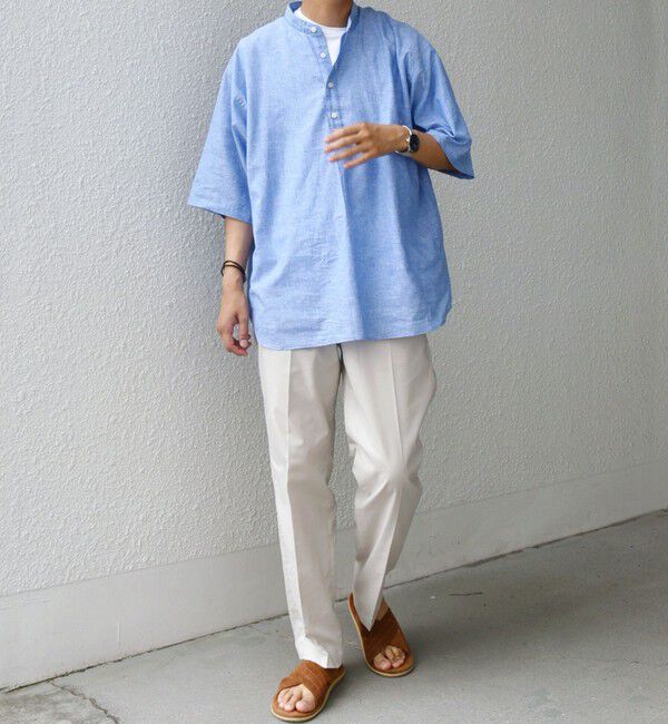 SHIPS any「SHIPS any: コットン/リネン バンド スキッパー ハーフスリーブ シャツ◇」|シャツ・ブラウス|