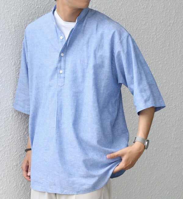 SHIPS any「SHIPS any: コットン/リネン バンド スキッパー ハーフスリーブ シャツ◇」|シャツ・ブラウス|