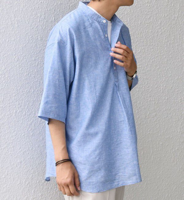 SHIPS any「SHIPS any: コットン/リネン バンド スキッパー ハーフスリーブ シャツ◇」|シャツ・ブラウス|