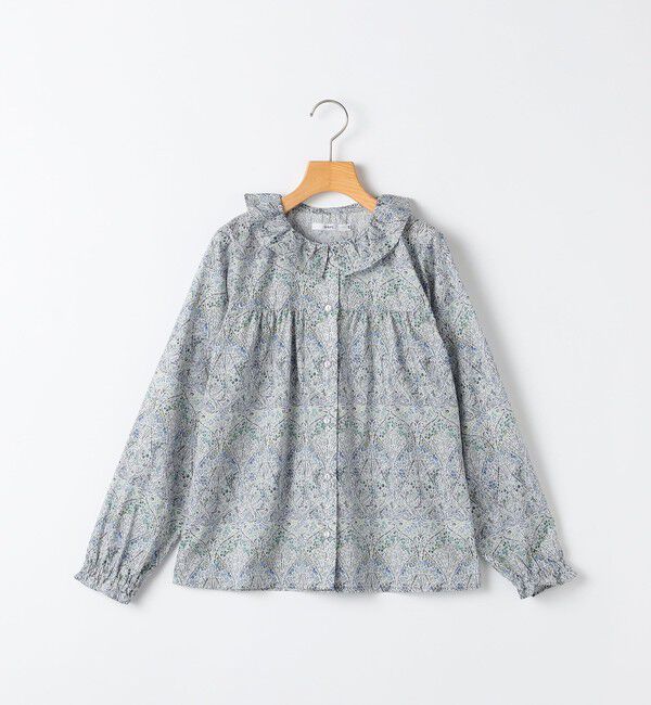 SHIPS KIDS「SHIPS KIDS:140～150cm / リバティ フリルカラー ブラウス」|シャツ・ブラウス|ブルー系