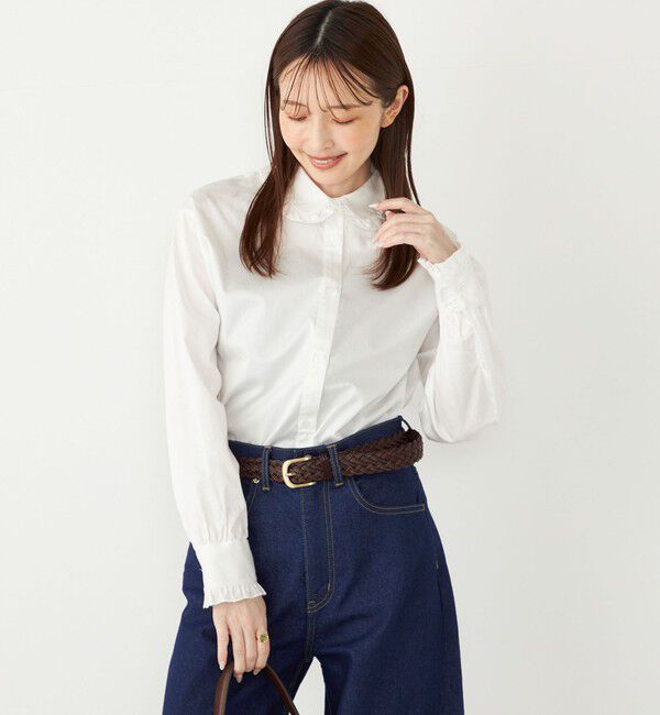 SHIPS Colors 「SHIPS Colors:〈手洗い可能〉フリルカラー シャツ」|シャツ・ブラウス|オフホワイト