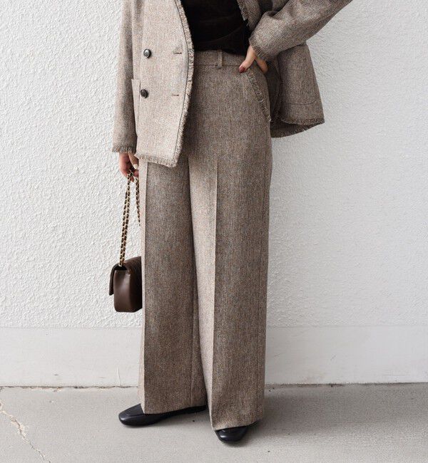 SHIPS Colors 「SHIPS Colors:フリンジ ヘリンボーン ワイド パンツ」|その他|ブラウン