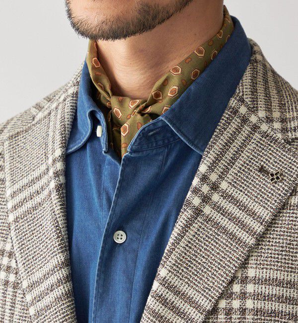 SHIPS「Puccini: コットン シルク ペイズリー スカーフ」|ストール|ライトオリーブ