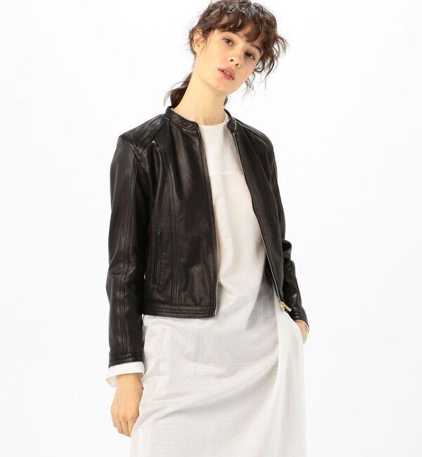 TOMORROWLAND collection「ラムレザー ジップアップブルゾン」|ライダースジャケット|