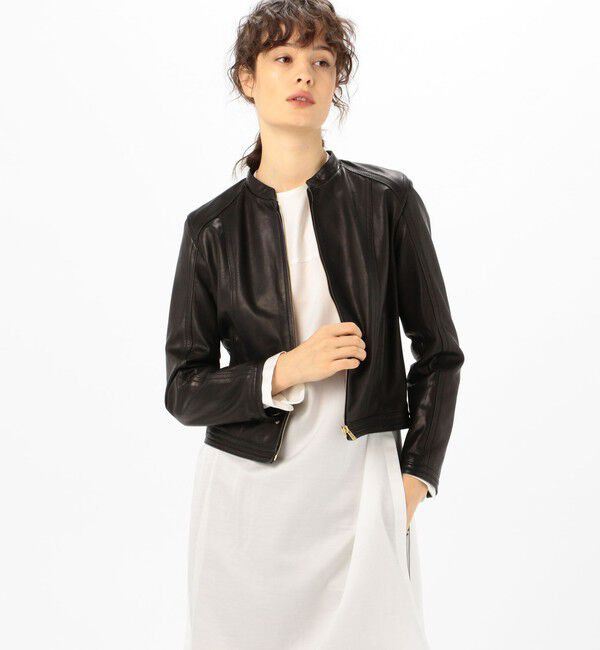 TOMORROWLAND collection「ラムレザー ジップアップブルゾン」|ライダースジャケット|
