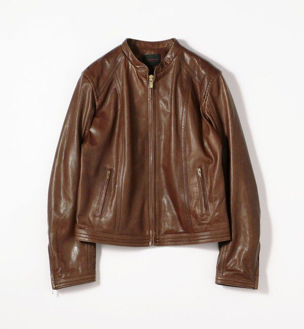 TOMORROWLAND collection「ラムレザー ジップアップブルゾン」|ライダースジャケット|49 ダークブラウン