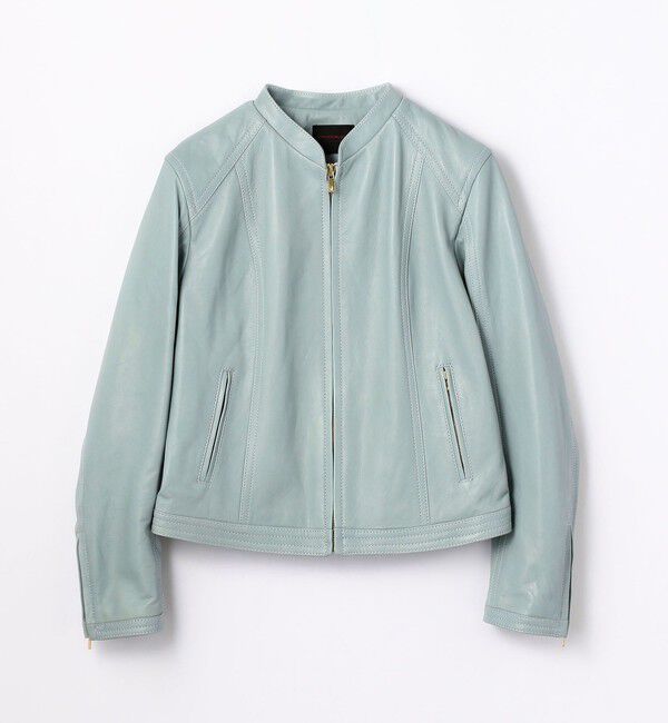 TOMORROWLAND collection「ラムレザー ジップアップブルゾン」|ライダースジャケット|63 ライトブルー