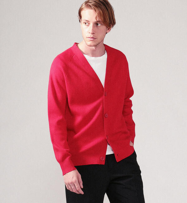 CABaN「CABaN コットンカシミヤ バイカラーVネックカーディガン」|カーディガン|