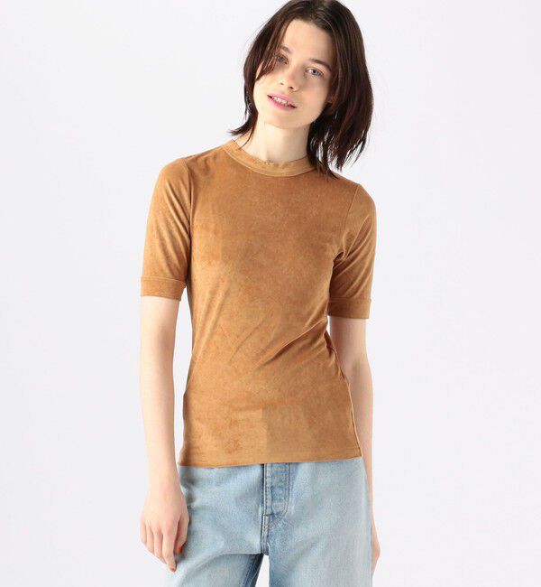 MACPHEE「トリアセテートポリエステルベロア ハーフスリーブプルオーバー」|Tシャツ・カットソー|