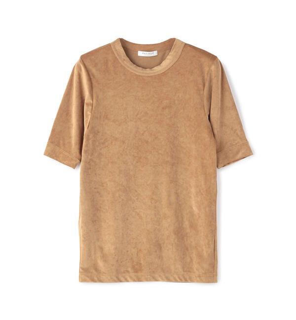 MACPHEE「トリアセテートポリエステルベロア ハーフスリーブプルオーバー」|Tシャツ・カットソー|