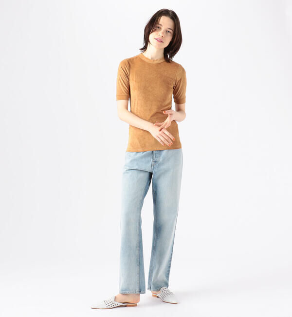 MACPHEE「トリアセテートポリエステルベロア ハーフスリーブプルオーバー」|Tシャツ・カットソー|