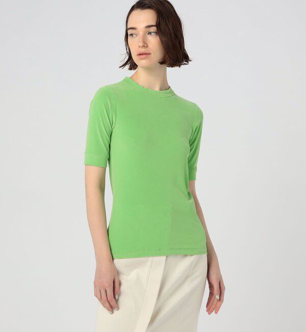 MACPHEE「トリアセテートポリエステルベロア ハーフスリーブプルオーバー」|Tシャツ・カットソー|