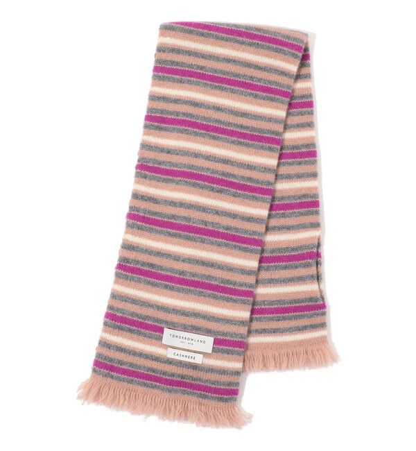 TOMORROWLAND GOODS「カシミヤ ミドルゲージ ミニボーダーマフラー」|マフラー|44 ベージュ系