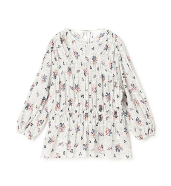 SOULEIADO「コットンジョーゼットプリント シャーリングブラウス」|シャツ・ブラウス|12 ホワイト系