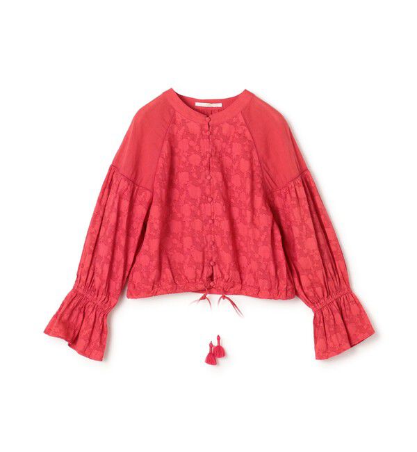 SOULEIADO「コットンカットジャカード クロップドブラウス」|シャツ・ブラウス|32 ピンク系