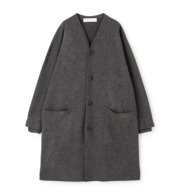 GALERIE VIE「フェルトニット ライトコート」|ノーカラーコート|17 チャコールグレー
