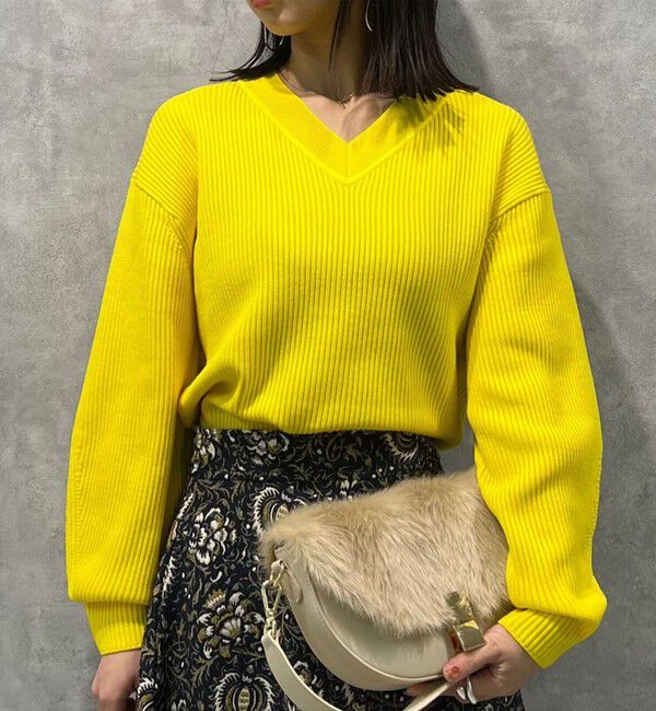 Ballsey「リンクスリブ Vネックプルオーバー」|ニット・セーター|23 イエロー