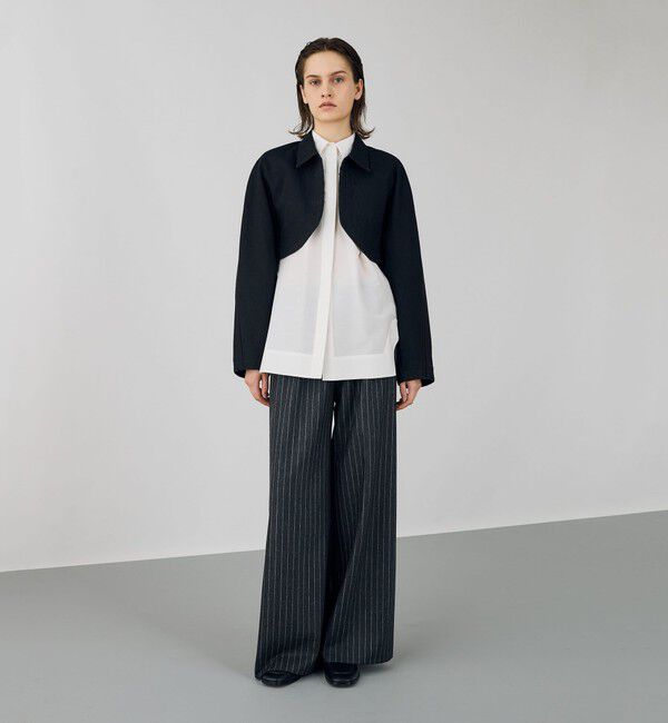 DES PRES「ブラックデニム クロップドブルゾン」|デニムジャケット|