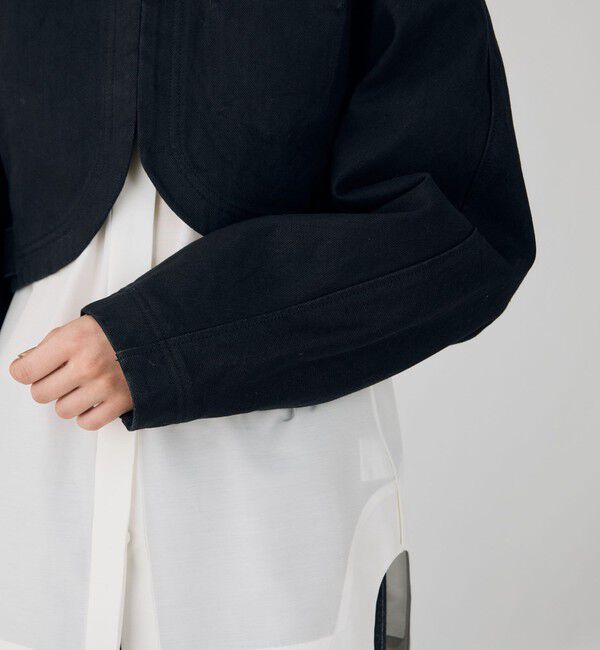 DES PRES「ブラックデニム クロップドブルゾン」|デニムジャケット|